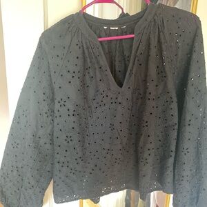 Black Eyelet Women's Top